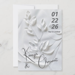 Convite de Casamento Branco e Bege Moderno – Botan