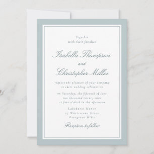 Convite de Casamento Branco Elegante com Moldura A