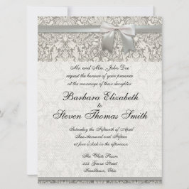 Convite de casamento branco modelo tradicional