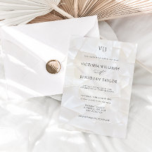 Convite de Casamento Branco Monograma Elegante