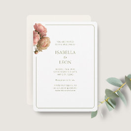 Convite de Casamento Branco & Oliva | Rosa Blush