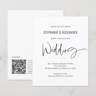 Convite de casamento Branco Preto do Código QR do 