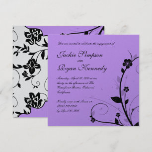 Convite de casamento branco preto Prata roxa