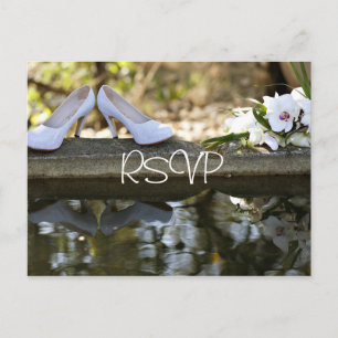 Convite de Casamento Branco RSVP com foto