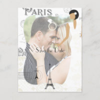 Convite de casamento branco tema Paris Salve a dat