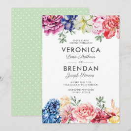 Convite de Casamento Bright Floral Watercolor