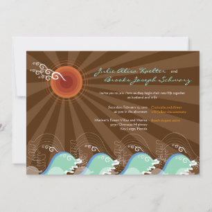 Convite de casamento Brown Sun das ondas Legal da 