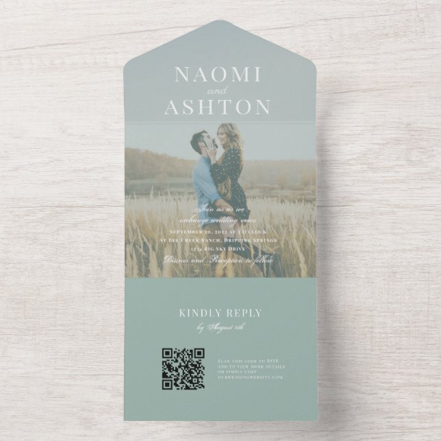 Convite de Casamento Brushed Overlay Tudo em Um (Inside)