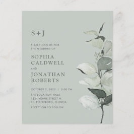 Convite de Casamento Budget All in One Sage Eucali