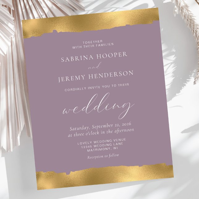Convite de Casamento Budget Gold Torn Edge Bege (Criador carregado)