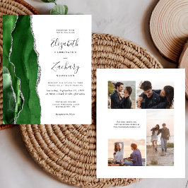 Convite de Casamento Budget Green Silver 4-Fotos