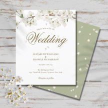 Convite de casamento Budget White Blossom Wedding 