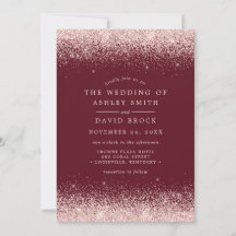 Convite de Casamento Burgundy com Confetes em Rose