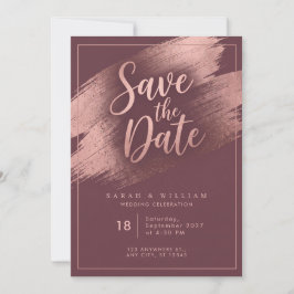 Convite de Casamento Burgundy com Pincelada em Ros