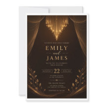 Convite de Casamento Burgundy Dourado Elegante | L