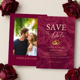 Convite de casamento burgundy e dourado elegante p