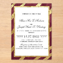 Convite de Casamento Burgundy Gold Moderno e Elega