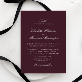 Convite de Casamento Burgundy Outono Inverno Elega