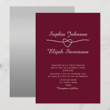 Convite de Casamento Burgundy Prata Elegante