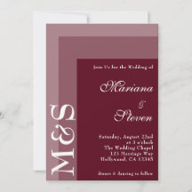 Convite de Casamento Burgundy Simples Moderno Chic
