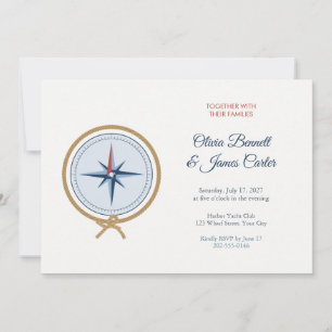 Convite de Casamento Bússola de Corda Náutica