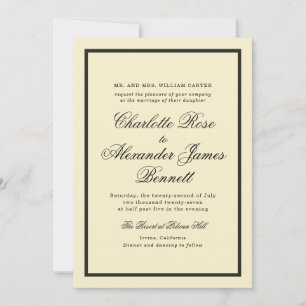 Convite de Casamento Butter Yellow com Letra Cláss