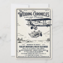 Convite de Casamento BW Retro Caprichoso Casal