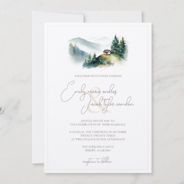 Convite de casamento - Cabina em Aquarela (Frente)