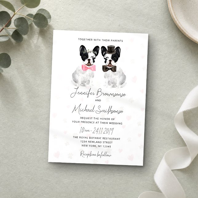 convite de casamento cachorro tema bulldog francês (Criador carregado)
