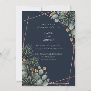 Convite de Casamento Cacto Agave do Deserto Escuro