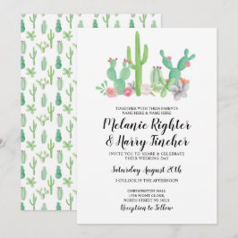 Convite de casamento Cactus Watercolor - Convite F