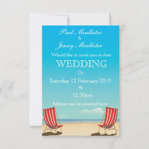 Convite de casamento cadeiras de deck vintage