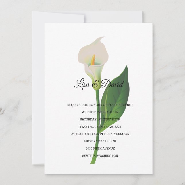 Convite De Casamento-Cala Lily (Frente)