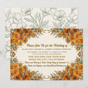 Convite de Casamento California Poppy