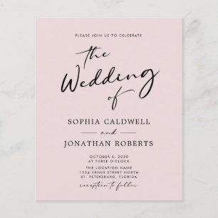 Convite de Casamento Caligrafia Blush Orçamento Co