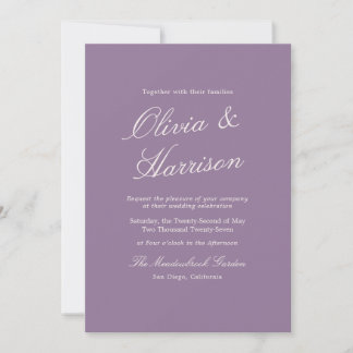 Convite de Casamento Caligrafia Jardim Malva