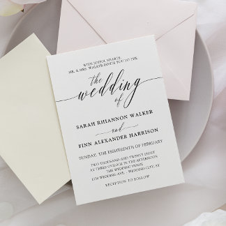 Convite de Casamento Caligrafia Preto e Branco