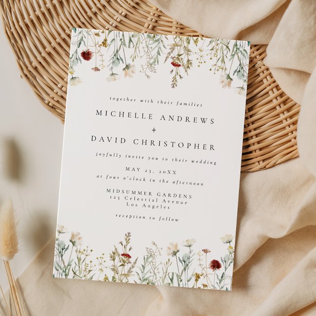 Convite de Casamento Campo de Flores Silvestres Bo (Criador carregado)