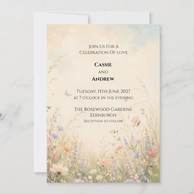 Convite de Casamento Campo de Flores Silvestres Pa (Frente)