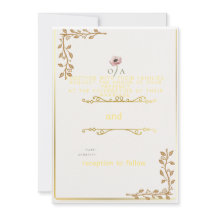 Convite de Casamento Canto Dourado Elegante | Fl S