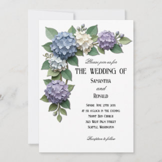 Convite de Casamento Canto Floral de Hortênsia Ele