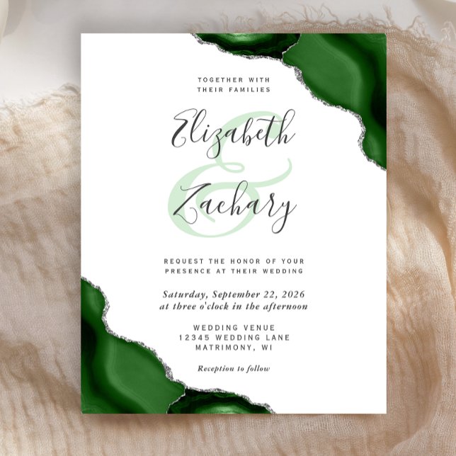 Convite de Casamento Cantos de Ágata Verde Orçamen (Criador carregado)