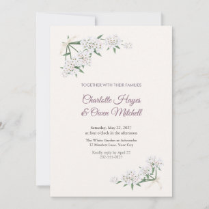 Convite de Casamento Cantos de Candytuft Branco