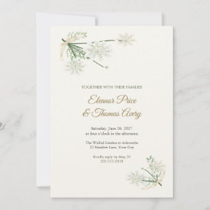 Convite de Casamento Cantos de Flor de Renda Branc