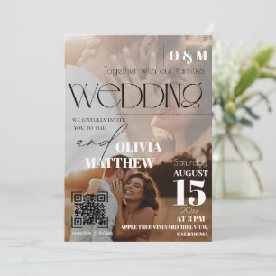 Convite de Casamento Capa de Revista Branco e Pret