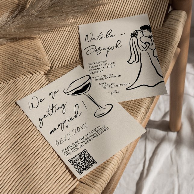 Convite de Casamento Caprichoso Casal Escrito à Mã (Criador carregado)