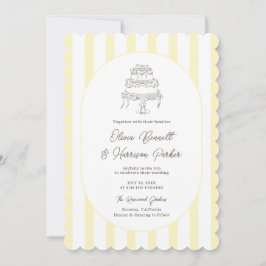 Convite de Casamento Caprichoso com Listras Amarel