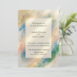 Convite de Casamento Cardo de Tartan Escocês | Águ
