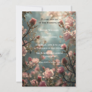 Convite de Casamento Cardo Escocês   Floral Boho