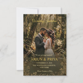 Convite de Casamento Carta Floresta Rústica de Mad